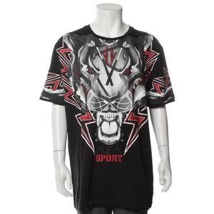 Philipp Plein Mens Sport Tiger Logo Black‎ Logo Tee T-Shirt XXL NWT Tiger